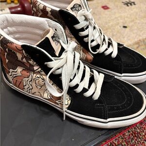 Vans Sk8-Hi Black, White and Tan High-Top Sneakers breast cancer awareness